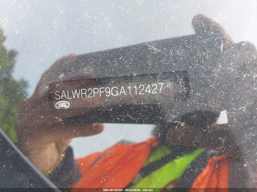 2016 Land rover Range rover sport VIN SALWR2PF9GA112427 IAAI salvage auction — ENGINE DAMAGE, Salvage (Massachusetts), sold $1,800 on 2026-07-28 (photo 9)