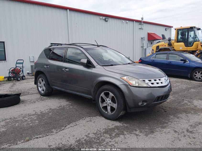 2005 Nissan Murano VIN JN8AZ08T25W307767 IAAI salvage auction — FRONT END, Repossessed (Missouri), sold $25 on 2026-07-16 (photo 1)