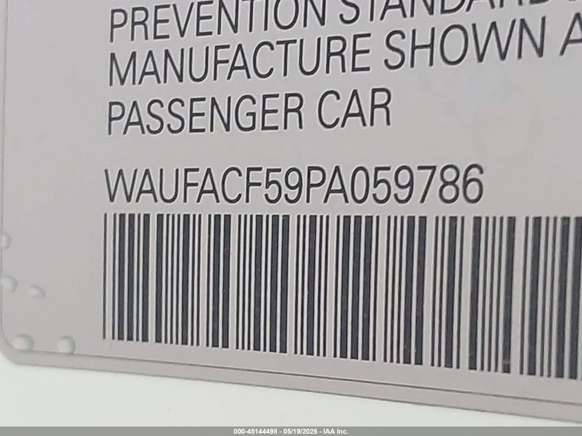 2023 Audi A5 VIN WAUFACF59PA059786 IAAI salvage auction — FRONT END, Original (Texas), sold $13,500 on 2026-07-24 (photo 9)