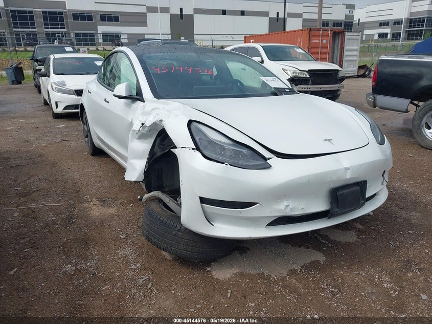 2021 Tesla Model 3 VIN 5YJ3E1EA9MF871895 IAAI salvage auction — RIGHT FRONT, Salvage (Texas), sold $1,850 on 2026-07-28 (photo 1)