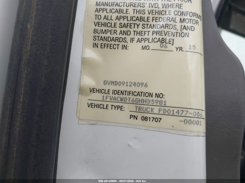 2016 Freightliner M2 106 VIN 1FVACWDT6GHHB5981 IAAI salvage auction — ALL OVER, Clear (Texas), sold $550 on 2026-07-06 (photo 8)