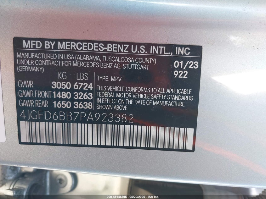 2023 Mercedes-benz Amg gle coupe VIN 4JGFD6BB7PA923382 IAAI salvage auction — RIGHT FRONT, Salvage (Arizona), sold $25,250 on 2026-07-30 (photo 9)