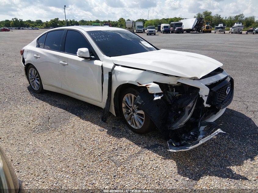 2020 Infiniti Q50 VIN JN1EV7AP4LM206692 IAAI salvage auction — FRONT END, Clear (Louisiana), sold $1,300 on 2026-07-13 (photo 1)
