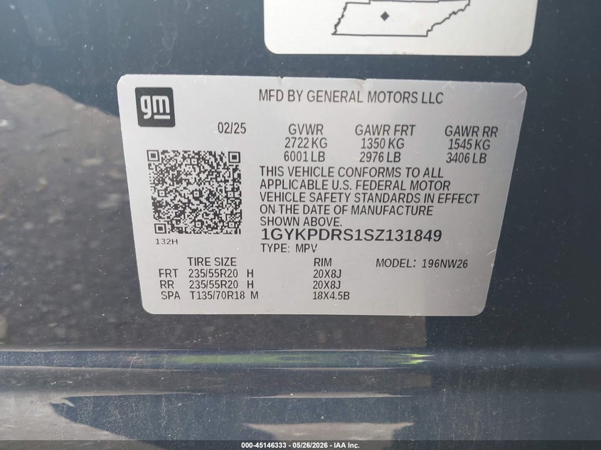 2025 Cadillac Xt6 VIN 1GYKPDRS1SZ131849 IAAI salvage auction — SIDE, Salvage Title, sold $14,100 on 2026-07-08 (photo 9)