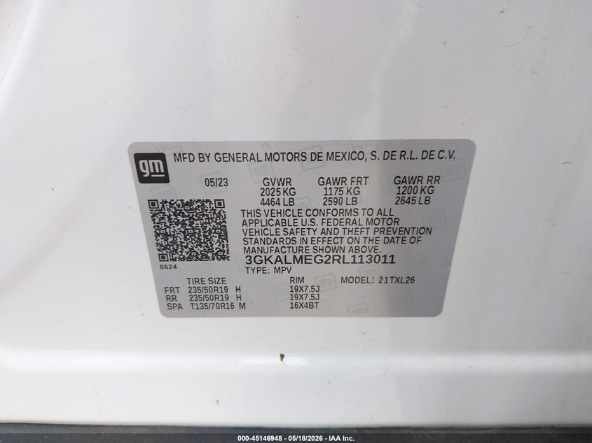 2024 Gmc Terrain VIN 3GKALMEG2RL113011 IAAI salvage auction — FRONT END, Salvage (Michigan), sold $11,550 on 2026-07-27 (photo 9)