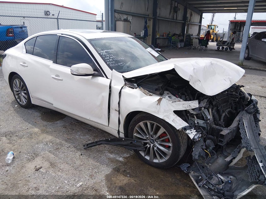2018 Infiniti Q50 VIN JN1EV7AP3JM590266 IAAI salvage auction — FRONT END, Salvage (Louisiana), sold $1,850 on 2026-07-07 (photo 1)