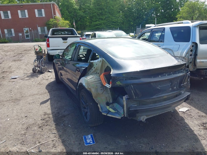 2025 Tesla Model 3 VIN 5YJ3E1EB1SF022172 IAAI salvage auction — LEFT REAR, Salvage (Massachusetts), sold $13,450 on 2026-07-21 (photo 3)