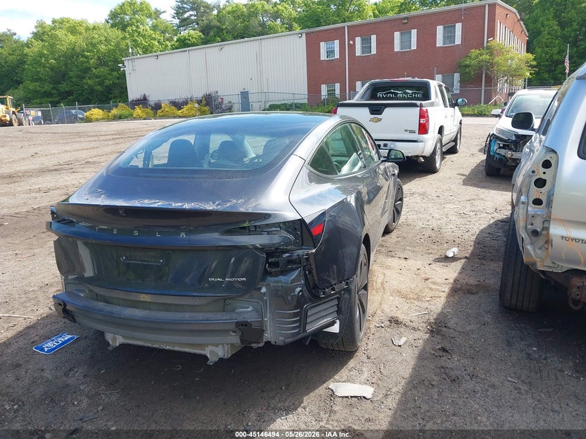 2025 Tesla Model 3 VIN 5YJ3E1EB1SF022172 IAAI salvage auction — LEFT REAR, Salvage (Massachusetts), sold $13,450 on 2026-07-21 (photo 4)