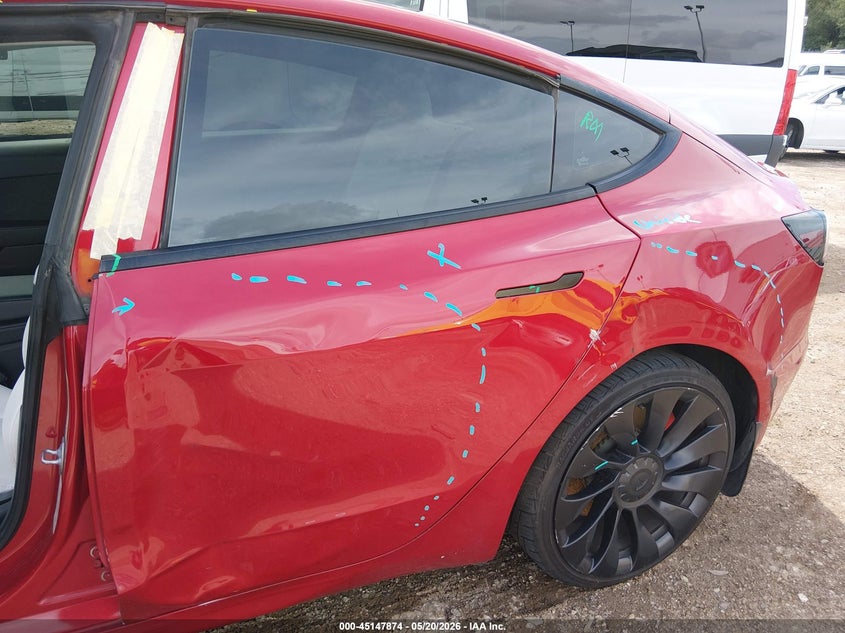 2022 Tesla Model 3 VIN 5YJ3E1EC6NF134320 IAAI salvage auction — LEFT SIDE, Original (Texas), sold $10,500 on 2026-09-11 (photo 6)