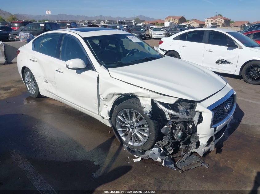 2020 Infiniti Q50 VIN JN1EV7AP0LM205989 IAAI salvage auction — RIGHT FRONT, Salvage (Arizona), sold $4,450 on 2026-07-14 (photo 1)