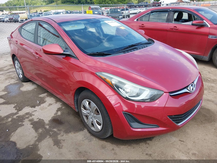 2016 Hyundai Elantra VIN KMHDH4AE9GU515296 IAAI salvage auction — REAR END, Salvage (West Virginia), sold $1,850 on 2026-07-09 (photo 1)