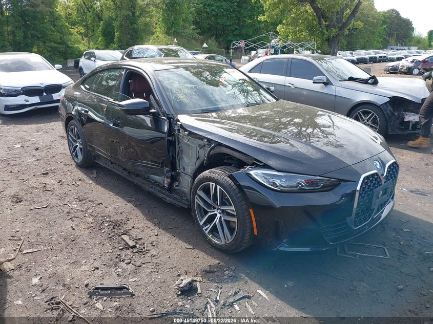 2023 BMW 4er VIN WBA73AV05PFP33301 IAAI salvage auction — FRONT END, Mv-907A (New York), sold $21,075 on 2026-07-07 (photo 1)