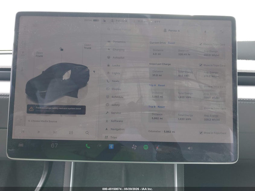 2026 Tesla Model y VIN 7SAYGDEE2TA497343 IAAI salvage auction — FRONT END, Salvage (Illinois), sold $18,550 on 2026-07-16 (photo 7)