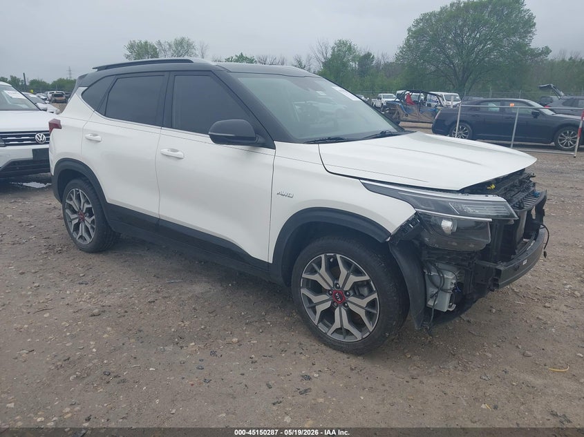 2021 Kia Seltos VIN KNDEUCA29M7041381 IAAI salvage auction — FRONT END, Rebuildable (Florida), sold $3,050 on 2026-07-23 (photo 1)
