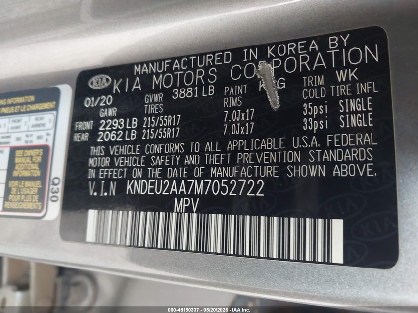 2021 Kia Seltos VIN KNDEU2AA7M7052722 IAAI salvage auction — FRONT END, Salvage (Texas), sold $3,125 on 2026-07-28 (photo 9)
