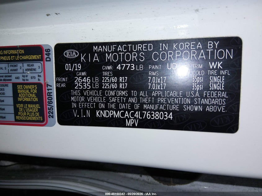 2020 Kia Sportage VIN KNDPMCAC4L7638034 IAAI salvage auction — FRONT END, Salvage (Idaho), sold $2,725 on 2026-07-17 (photo 9)