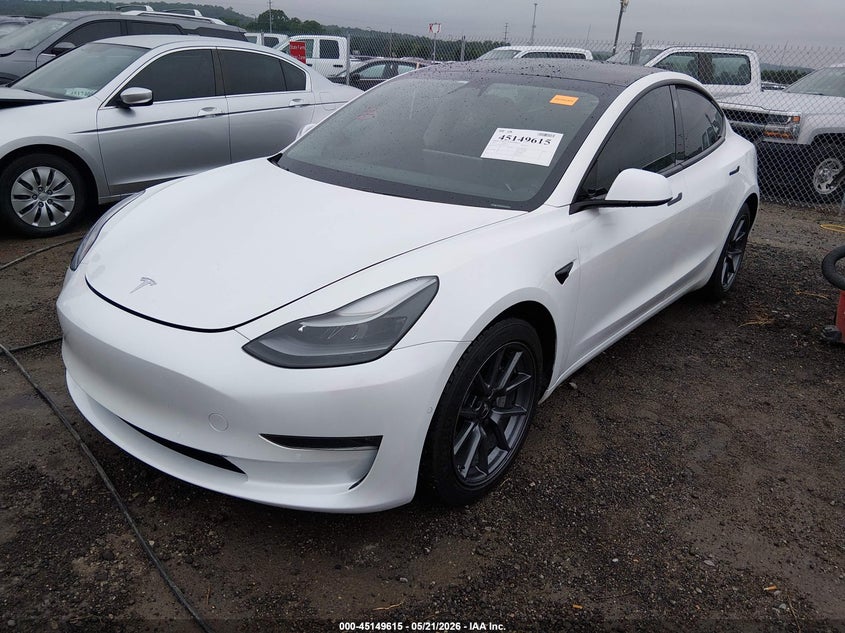 2021 Tesla Model 3 VIN 5YJ3E1EBXMF035652 IAAI salvage auction — SIDE, Salvage (California), sold $5,800 on 2026-08-02 (photo 2)