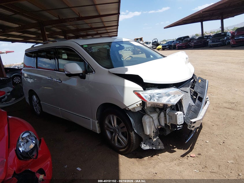 2015 Nissan Quest VIN JN8AE2KP6F9121667 IAAI salvage auction — LEFT FRONT, Salvage (Arizona), sold $1,250 on 2026-07-14 (photo 1)