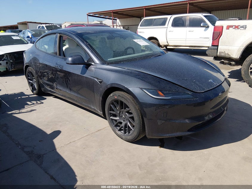 2025 Tesla Model 3 VIN 5YJ3E1EAXSF982792 IAAI salvage auction — LEFT SIDE, Salvage (Texas), sold $9,300 on 2026-07-23 (photo 1)