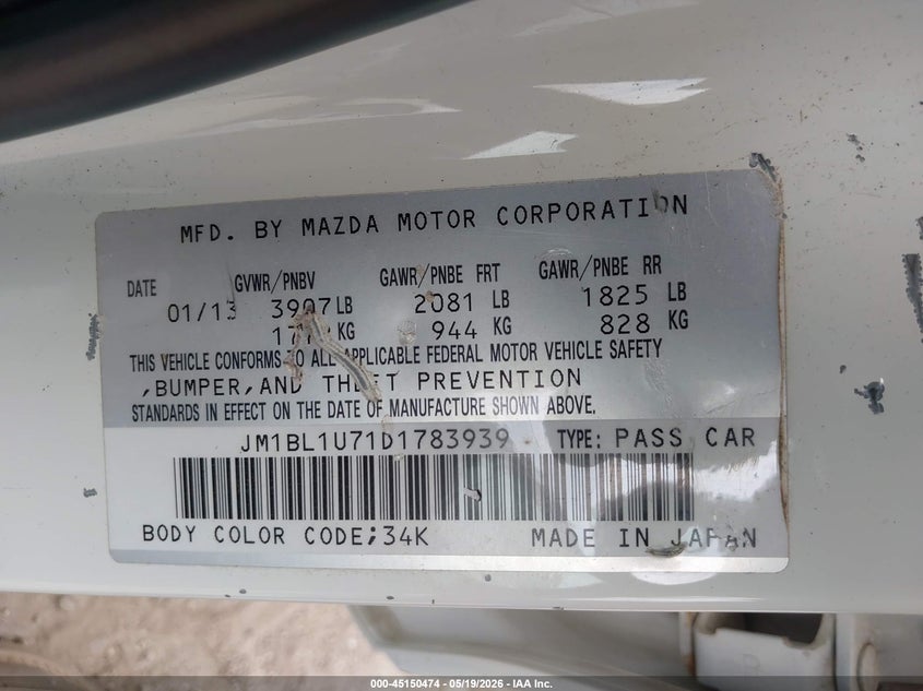 2013 Mazda 3 VIN JM1BL1U71D1783939 IAAI salvage auction — FRONT END, Salvage (Texas), sold $275 on 2026-07-06 (photo 9)