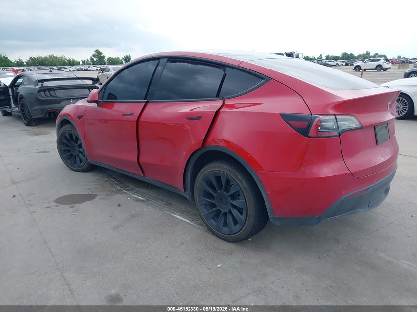 2022 Tesla Model y VIN 7SAYGDEE1NA019885 IAAI salvage auction — RIGHT FRONT, Original (Texas), sold $10,000 on 2026-07-29 (photo 3)