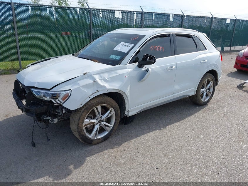 2024 Audi Q3 VIN WA1DECF31R1124155 IAAI salvage auction — FRONT & REAR, Mv-907A (New York), sold $4,775 on 2026-07-14 (photo 2)