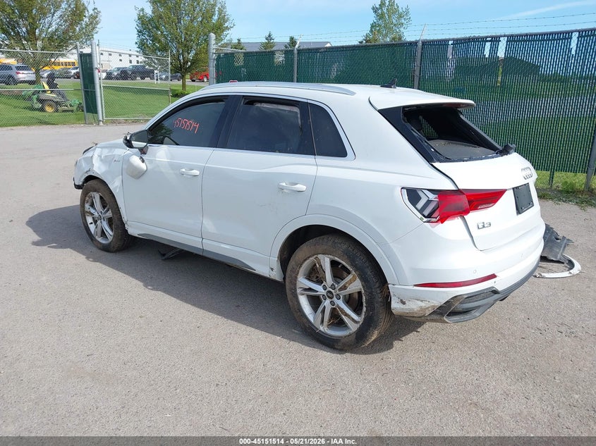 2024 Audi Q3 VIN WA1DECF31R1124155 IAAI salvage auction — FRONT & REAR, Mv-907A (New York), sold $4,775 on 2026-07-14 (photo 3)