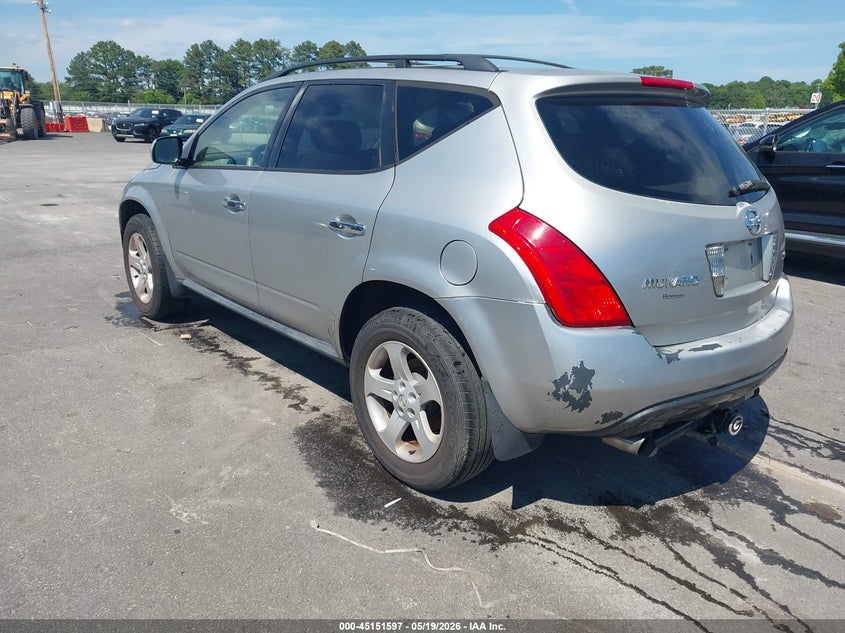 2005 Nissan Murano VIN JN8AZ08T65W318674 IAAI salvage auction — LEFT REAR, Repossession Paperwork (Georgia), sold $300 on 2026-07-08 (photo 3)