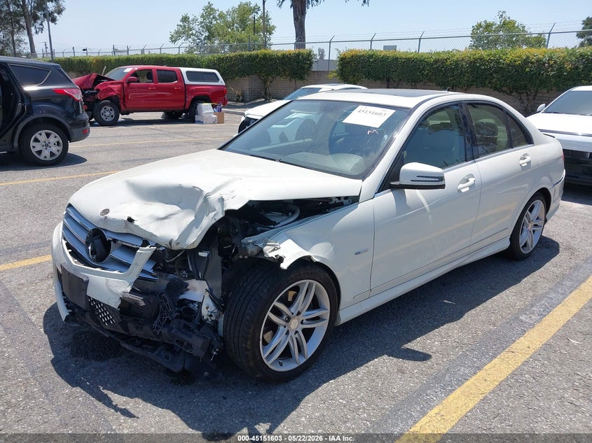 2012 Mercedes-benz C-klasse VIN WDDGF4HBXCA681962 IAAI salvage auction — FRONT & REAR, Salvage (California), sold $1,000 on 2026-07-14 (photo 2)