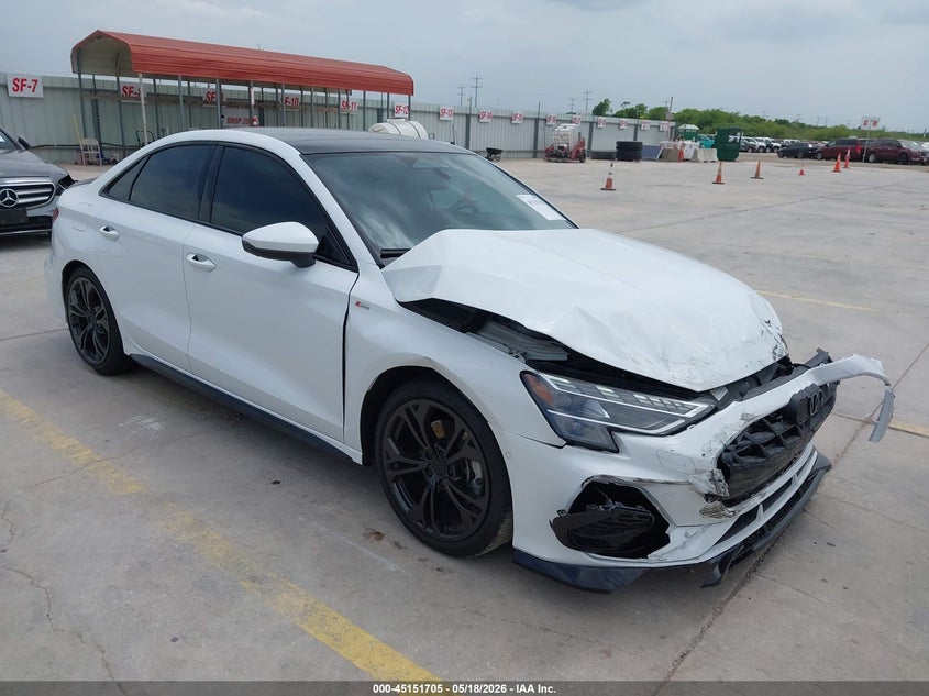2026 Audi A3 VIN WAUGUDGY7TA039119 IAAI salvage auction — FRONT END, Original (Texas), sold $11,100 on 2026-07-29 (photo 1)