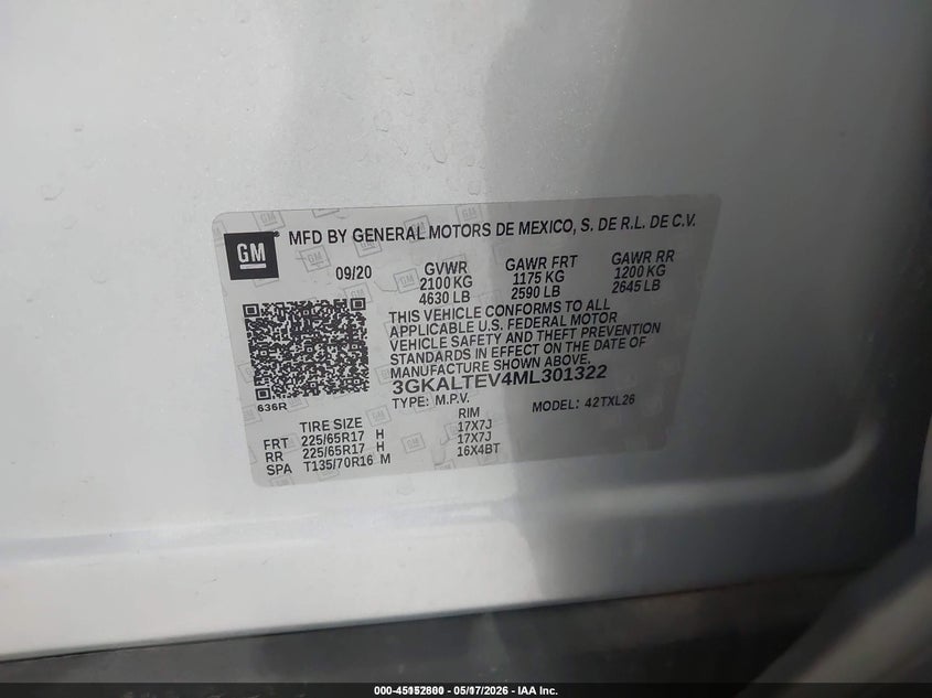 2021 Gmc Terrain VIN 3GKALTEV4ML301322 IAAI salvage auction — NORMAL WEAR, Sf97 (Missouri), sold $16,000 on 2026-07-09 (photo 9)