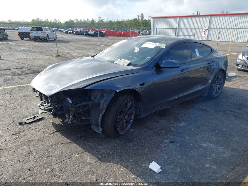 2021 Tesla Model s VIN 5YJSA1E55MF428413 IAAI salvage auction — FRONT END, Clear (Florida), sold $5,600 on 2026-07-13 (photo 2)
