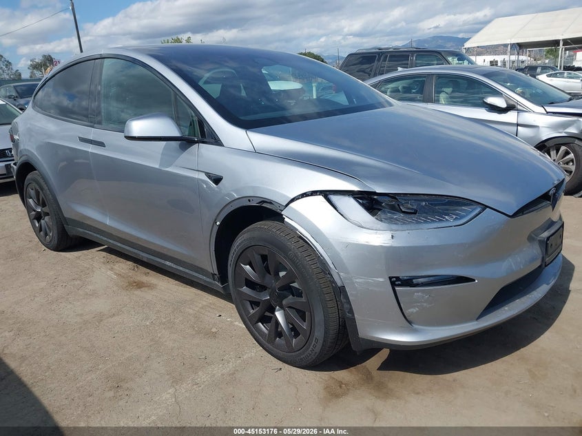 2025 Tesla Model x VIN 7SAXCBE5XSF469741 IAAI salvage auction — REAR END, Salvage Title, sold $42,350 on 2026-07-15 (photo 1)
