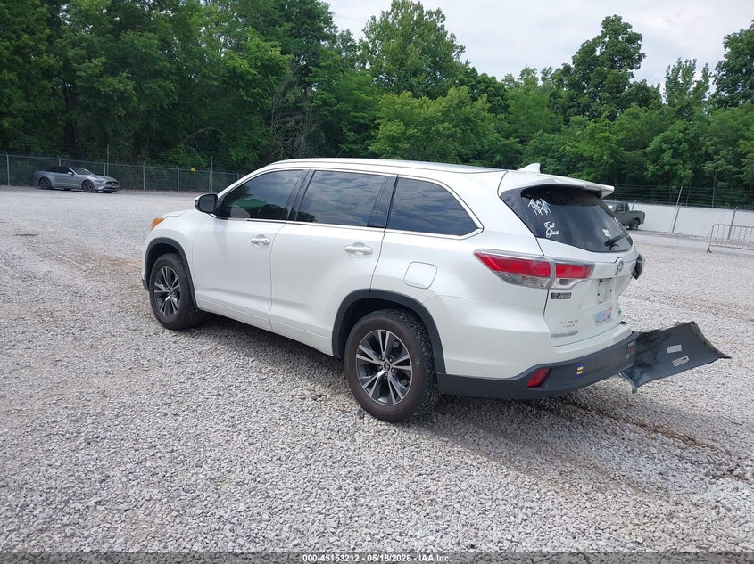 2016 Toyota Highlander VIN 5TDKKRFH2GS155435 IAAI salvage auction — RIGHT REAR, Salvage (Kentucky), sold $7,500 on 2026-07-28 (photo 3)