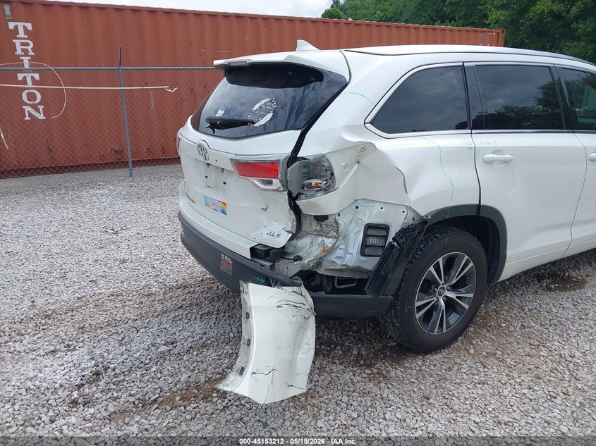 2016 Toyota Highlander VIN 5TDKKRFH2GS155435 IAAI salvage auction — RIGHT REAR, Salvage (Kentucky), sold $7,500 on 2026-07-28 (photo 6)