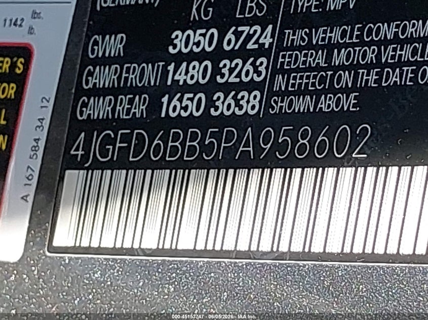 2023 Mercedes-benz Amg gle coupe VIN 4JGFD6BB5PA958602 IAAI salvage auction — FRONT END, Salvage Title, sold $40,400 on 2026-07-13 (photo 9)