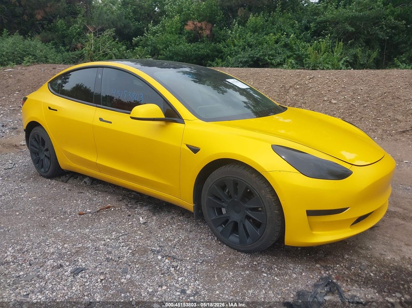 2021 Tesla Model 3 VIN 5YJ3E1EAXMF064317 IAAI salvage auction — REAR END, Salvage (Indiana), sold $5,675 on 2026-07-23 (photo 1)