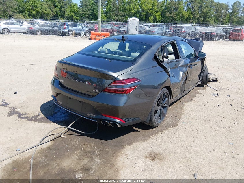 2023 Genesis G70 VIN KMTG34TA7PU126054 IAAI salvage auction — FRONT END, Non-Repairable (Virginia), sold $2,650 on 2026-07-24 (photo 4)