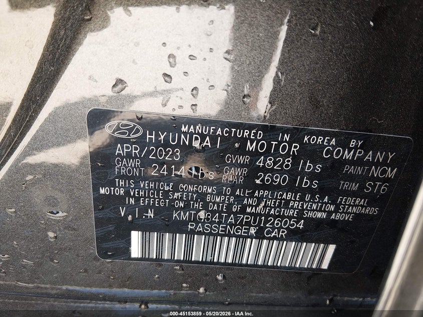 2023 Genesis G70 VIN KMTG34TA7PU126054 IAAI salvage auction — FRONT END, Non-Repairable (Virginia), sold $2,650 on 2026-07-24 (photo 9)