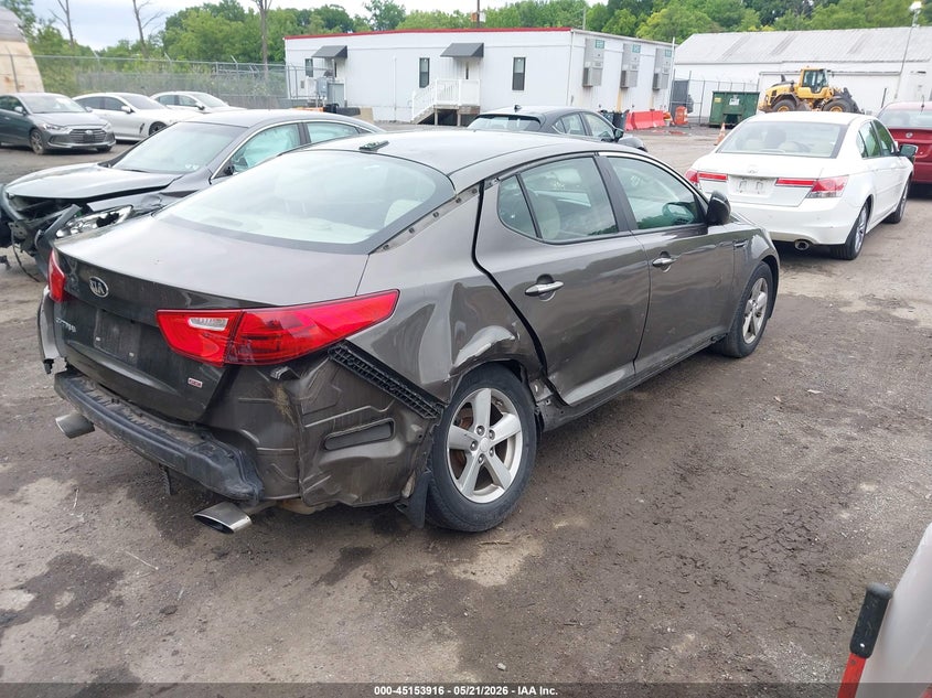 2015 Kia Optima VIN 5XXGM4A7XFG403612 IAAI salvage auction — RIGHT REAR, Salvage - Greater Than 75% (Maryland), sold $650 on 2026-07-07 (photo 4)
