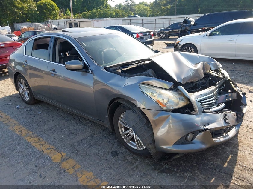 2013 Infiniti G VIN JN1CV6APXDM724471 IAAI salvage auction — FRONT END, Salvage (Georgia), sold $25 on 2026-07-29 (photo 1)