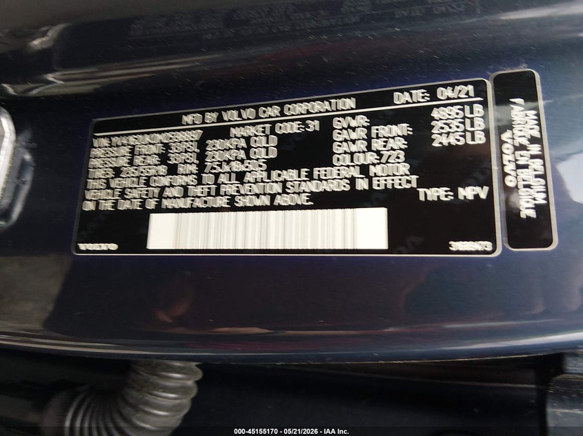 2021 Volvo Xc40 VIN YV4162UK0M2598897 IAAI salvage auction — SIDE, Salvage (Mississippi), sold $2,150 on 2026-07-29 (photo 9)