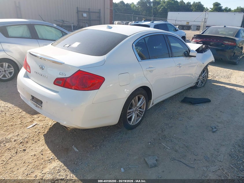 2012 Infiniti G VIN JN1CV6AR6CM974824 IAAI salvage auction — FRONT END, Salvage (North Carolina), sold $475 on 2026-07-20 (photo 4)