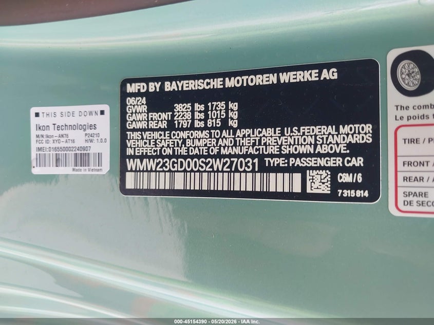 2025 Mini Hard top VIN WMW23GD00S2W27031 IAAI salvage auction — FRONT END, Original (Texas), sold $12,350 on 2026-07-31 (photo 9)