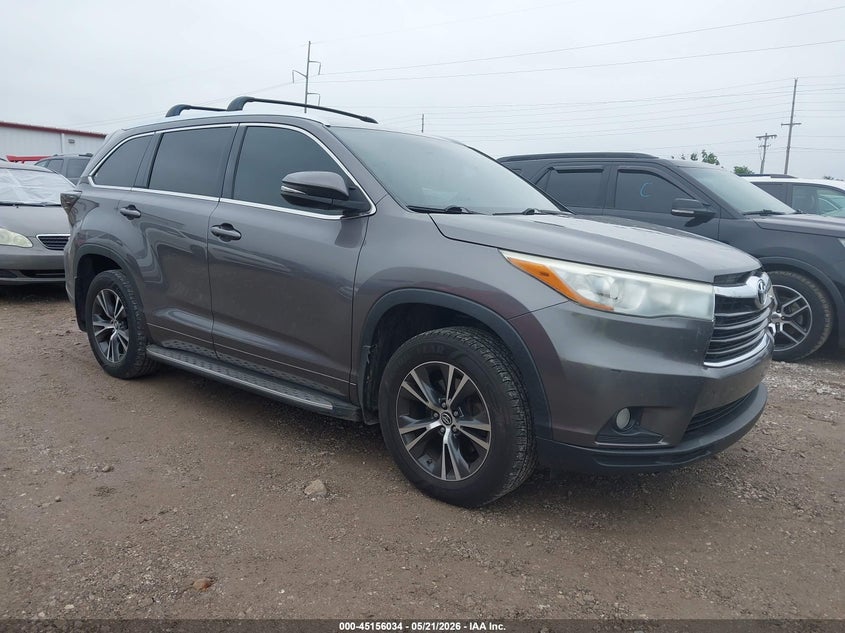 2016 Toyota Highlander VIN 5TDKKRFH0GS178082 IAAI salvage auction — HAIL, Clear (Missouri), sold $9,450 on 2026-07-13 (photo 1)