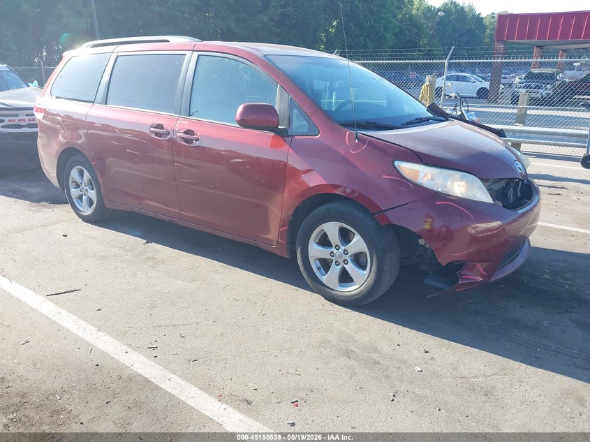 2012 Toyota Sienna VIN 5TDKK3DC3CS191441 IAAI salvage auction — LEFT FRONT, Salvage (North Carolina), sold $850 on 2026-07-09 (photo 1)