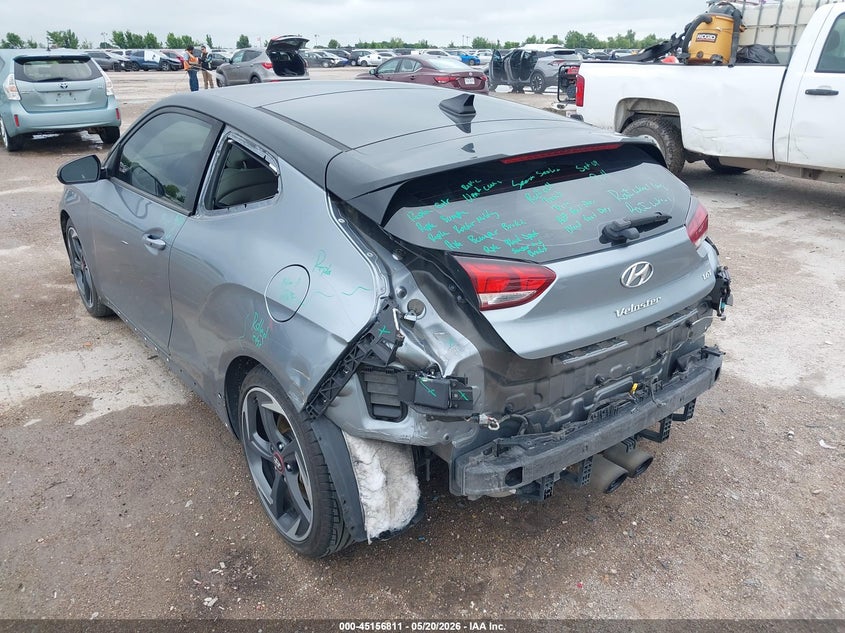 2020 Hyundai Veloster VIN KMHTH6AB7LU025852 IAAI salvage auction — REAR END, Salvage (Texas), sold $2,400 on 2026-07-15 (photo 3)