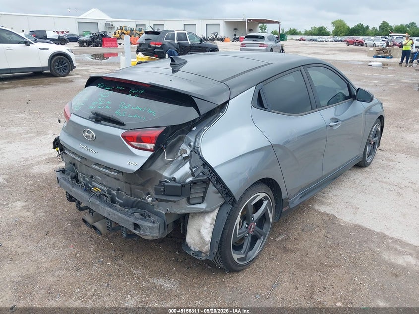 2020 Hyundai Veloster VIN KMHTH6AB7LU025852 IAAI salvage auction — REAR END, Salvage (Texas), sold $2,400 on 2026-07-15 (photo 4)