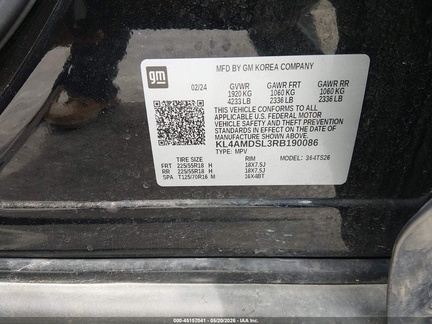 2024 Buick Encore gx VIN KL4AMDSL3RB190086 IAAI salvage auction — SIDE, Salvage (Illinois), sold $5,400 on 2026-07-10 (photo 9)