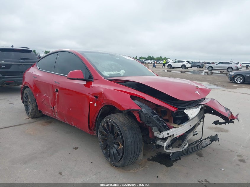 2022 Tesla Model y VIN 7SAYGDEF3NF488410 IAAI salvage auction — SIDE, Clear (Oklahoma), sold $25 on 2026-08-01 (photo 1)